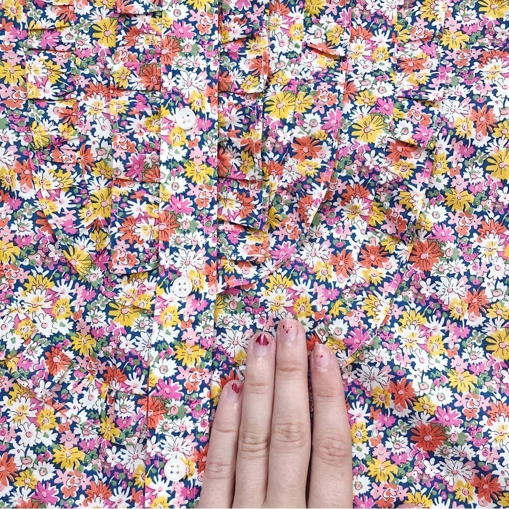 Floral Ruffle-Trim Button-Down Blouse - Pink Multi - Picture 7 of 15